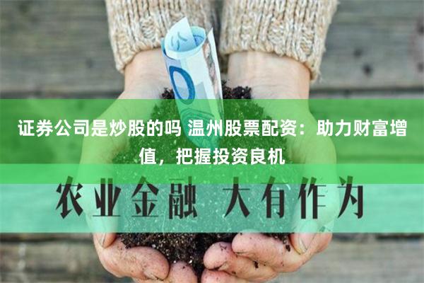 证券公司是炒股的吗 温州股票配资：助力财富增值，把握投资良机